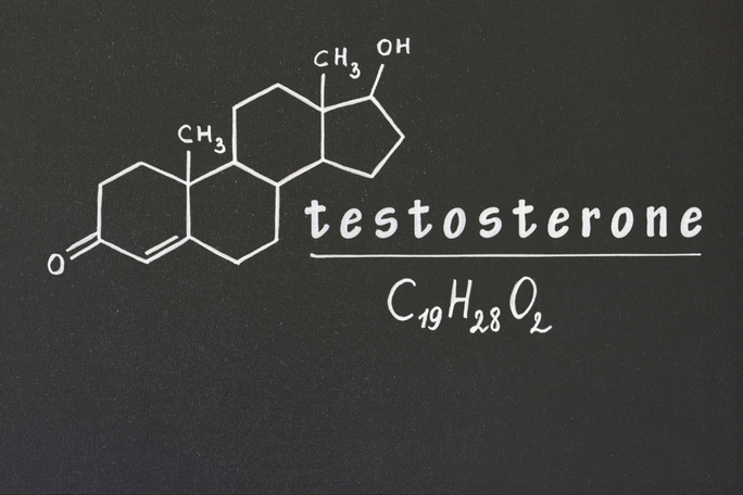 Grey graphic of the chemical composition of testosterone 