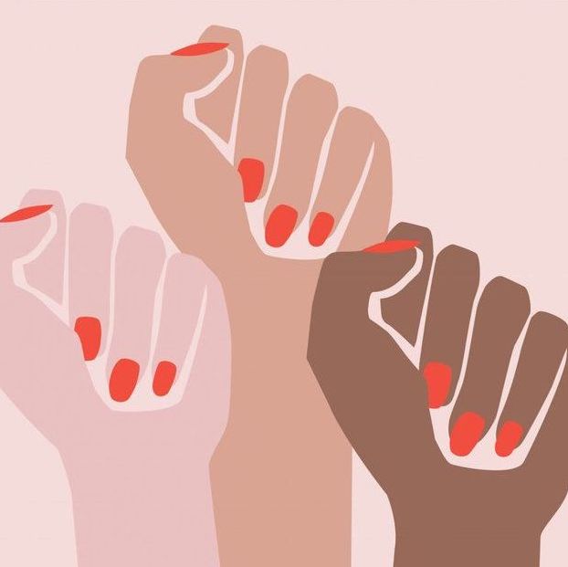 3 fist's with red nails