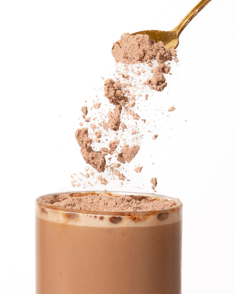 Mix two tablespoons (25g) with 300ml of cold water or milk.