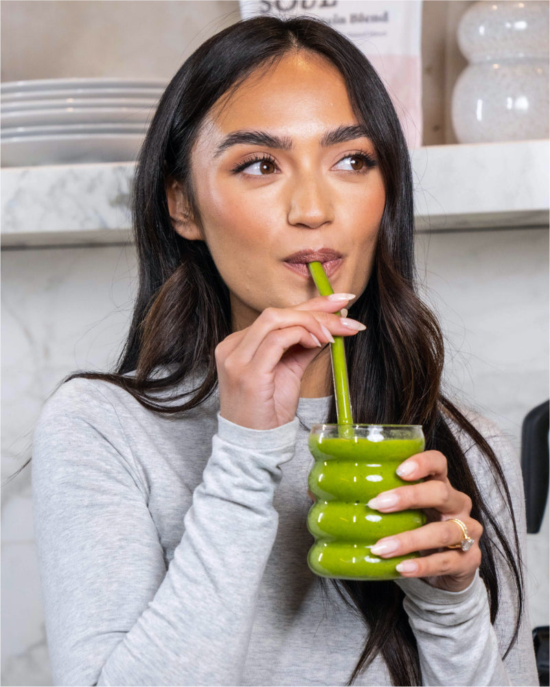 5 green breakfast smoothies using Free Soul Greens Powder