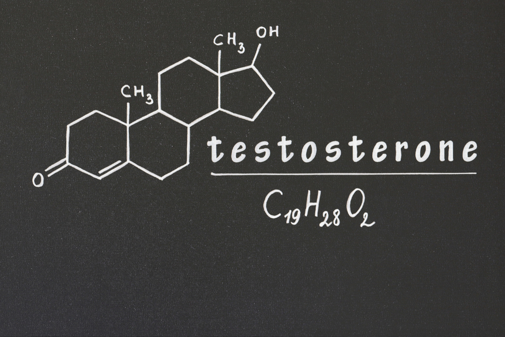 Grey graphic of the chemical composition of testosterone 